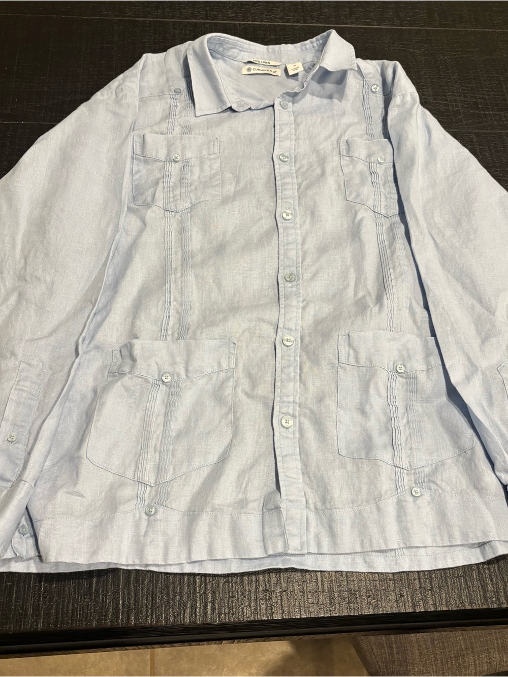 Cubavera Light Blue Men's 100% Linen Button-Up Shirt- Large